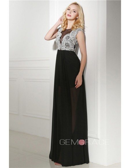 Sheath Scoop Ankle-length Prom Dress with Lace