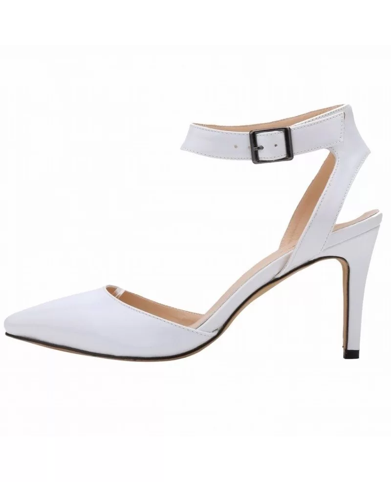 white covered toe heels