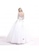 Ball-Gown V-neck Sweep Train Tulle Wedding Dress With Beading