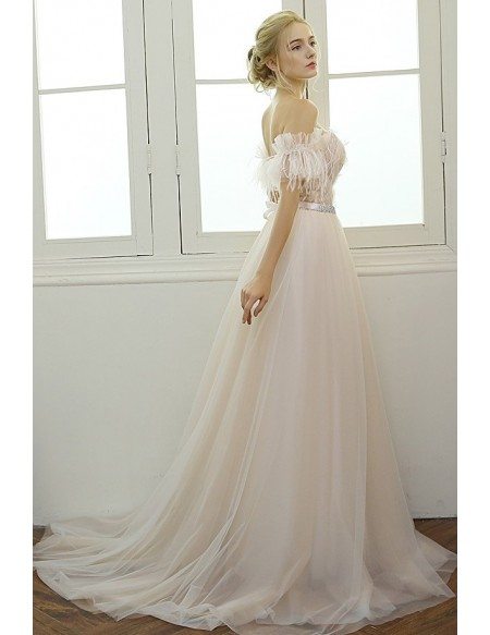 Sexy A-line Sweetheart Floor-length Tulle Wedding Dress With Flowers