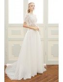 A-line Sweetheart Floor-length Tulle Two Pieces Boho Wedding Dress With Lace