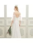 Goddess A-line Off-the-shoulder Sweep Train Beach Lace Wedding Dress
