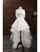 Trendy A-line Sweetheart High Low Organza Wedding Dress With Appliques Lace