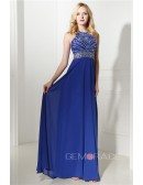 Royal Blue Halter Top And Mini Prom Dress with Beading