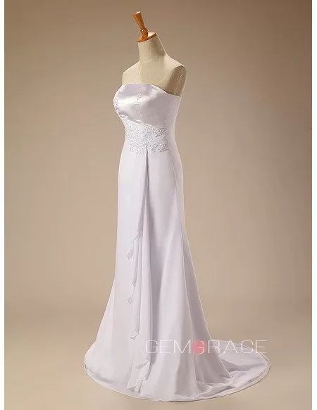 Beaded Lace Strapless Long Chiffon Wedding Dress Ruffles #CY0002 $130 ...