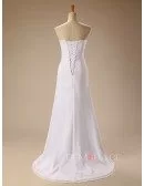 Beaded Lace Strapless Long Chiffon Wedding Dress Ruffles