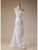 Long Lace Mermaid Strapless Wedding Dress with Sash