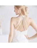 Unique Long Halter Lace A-line Beach Boho Wedding Dress