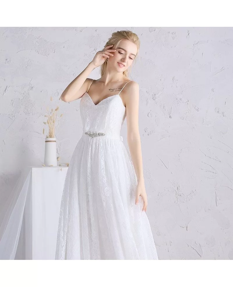 Simple Boho Beach Wedding Dress Full Lace Aline with