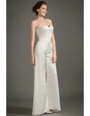 Chic Sweetheart Satin Long Jumpsuit For Mature Bride