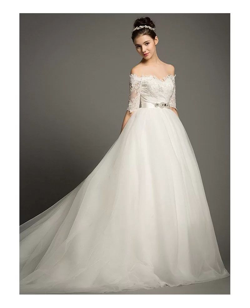 Dreamy Ballgown OfftheShoulder Chapel Train Tulle