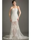 Special Mermaid Sweetheart Sweep Train Lace Tulle Wedding Dress