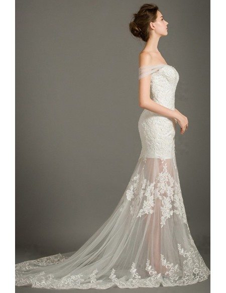 Special Mermaid Sweetheart Sweep Train Lace Tulle Wedding Dress