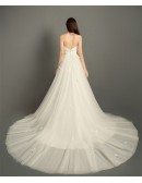 Romantic Ball-gown Sweetheart Court Train Tulle Wedding Dress With Flowers