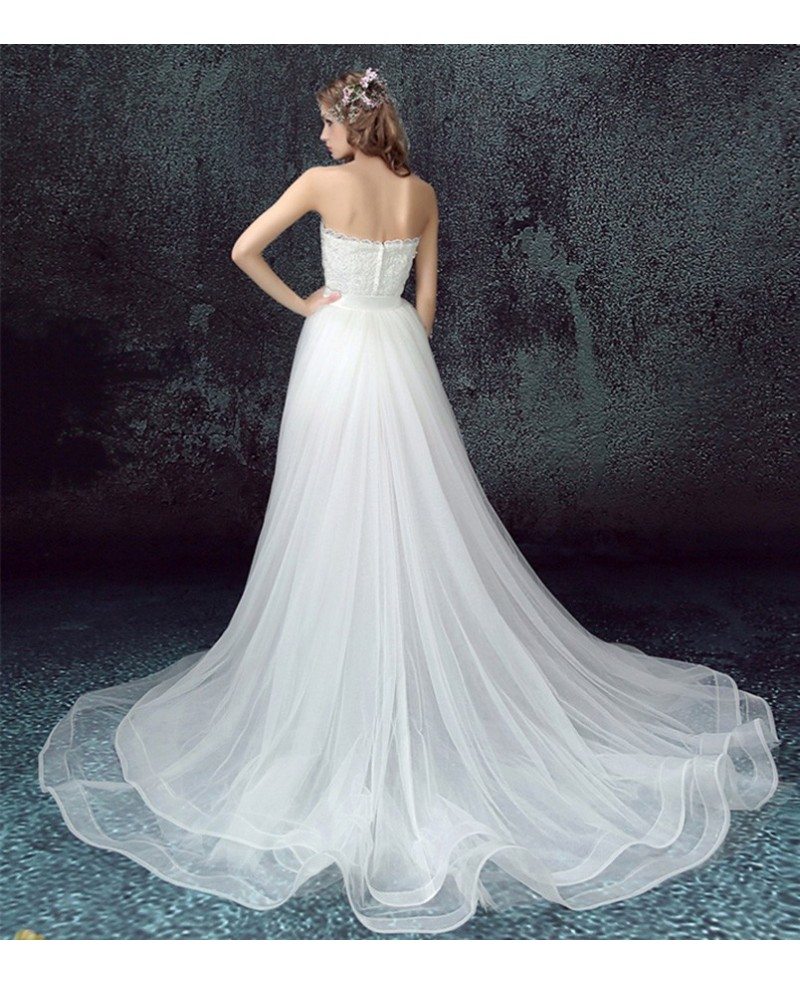 2017 Flowy Tulle High Low Wedding Dresses With Train