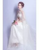 Special A-line Scoop Neck Floor-length Tulle Wedding Dress With Lace