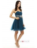 A-line Sweetheart Strapless Knee-length Prom Dress