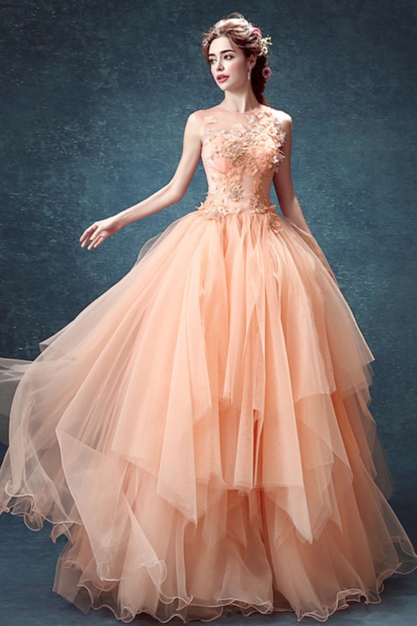 Peach color gown – Elegaa-mncb.edu.vn