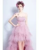 Pink A-line Sweetheart High Low Formal Dress With Sequins
