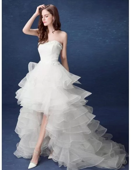 Special Ball-gown Sweetheart High Low Wedding Dress With Cascading Ruffles
