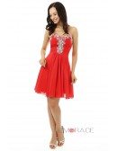 A-line Sweetheart Spaghetti Knee-length Prom Dress