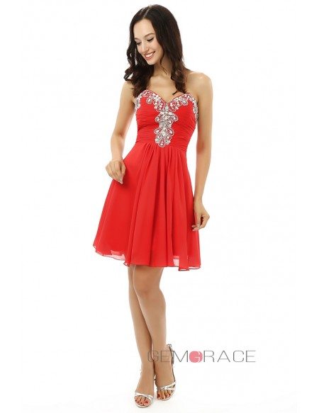 A-line Sweetheart Spaghetti Knee-length Prom Dress