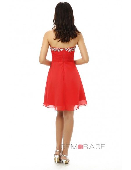 A-line Sweetheart Spaghetti Knee-length Prom Dress