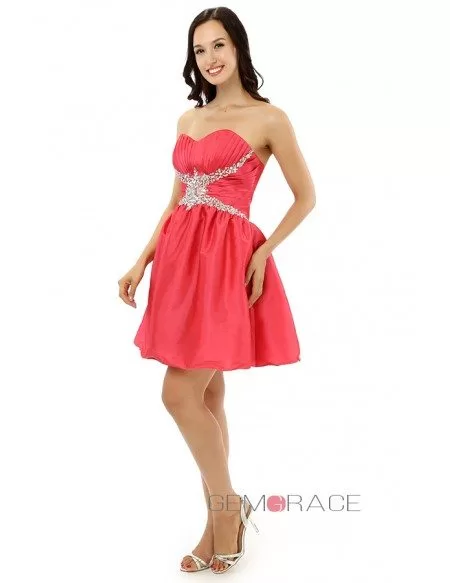 A-line Sweetheart Strapless Knee-length Prom Dress
