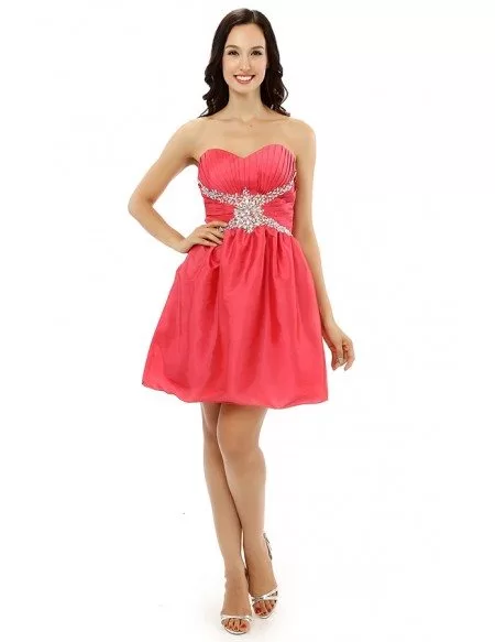 A-line Sweetheart Strapless Knee-length Prom Dress