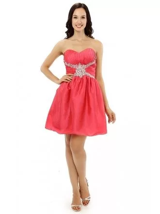 A-line Sweetheart Strapless Knee-length Prom Dress