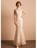 Classic Mermaid High Neck Floor-length Lace Wedding Dress
