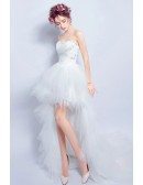 Sexy A-line Sweetheart High Low Tulle Wedding Dress With Sequins