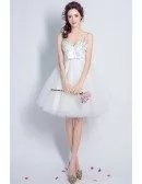 Sexy A-line V-neck Short Tulle Prom Dress With Beading