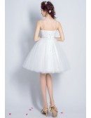 Sexy A-line V-neck Short Tulle Prom Dress With Beading