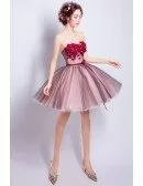 Red Ball-gown Sweetheart Short Tulle Formal Dress With Flowers