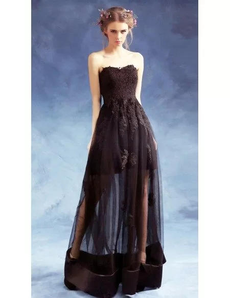 Sexy A-line Sweetheart Floor-length Tulle Formal Dress With Lace
