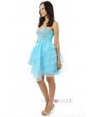 A-line Sweetheart Strapless Knee-length Prom Dress