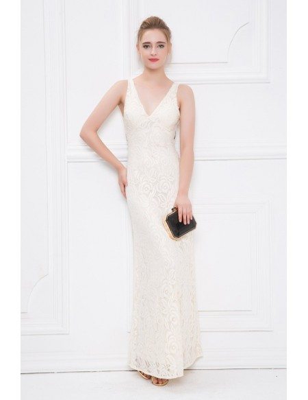 Light Luxury off-Neck Socialite Sheath Simple White Evening Dress