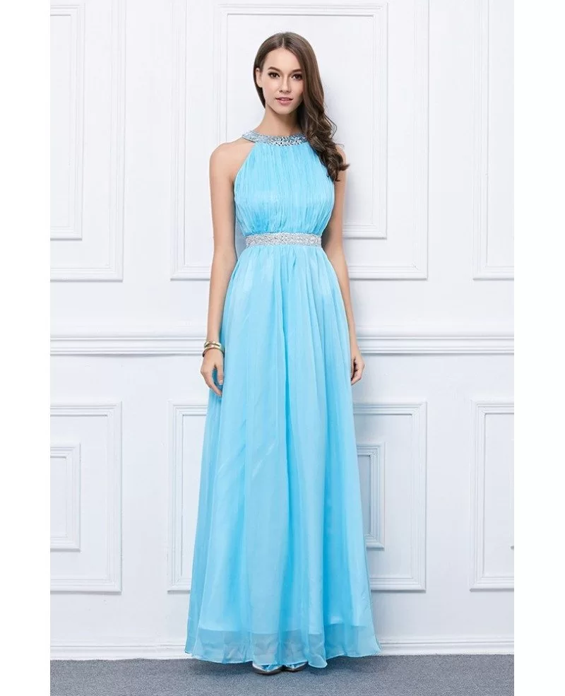 Feminine A-Line Chiffon Long Prom Dress With Beading #CK460 $82.4 ...