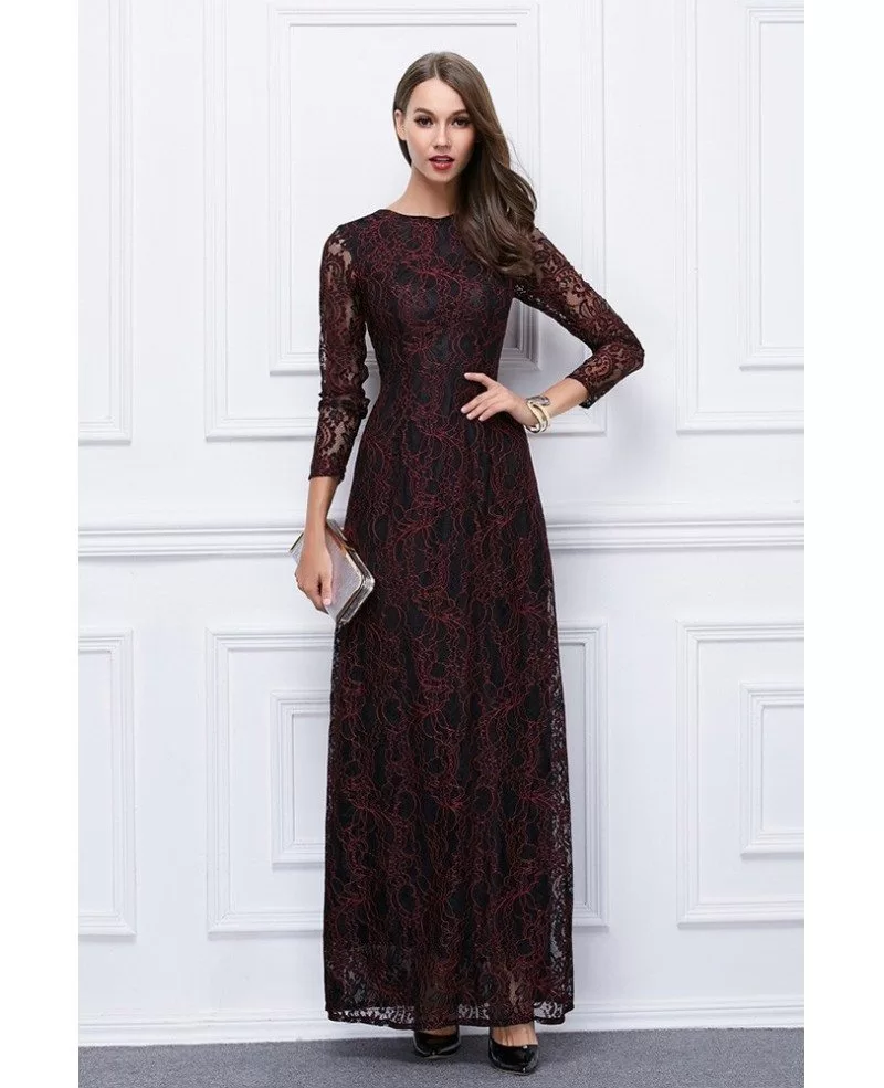 long sleeve modest evening gowns