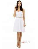 White A-line Sweetheart  Knee-length Prom Dress