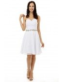 White A-line Sweetheart  Knee-length Prom Dress
