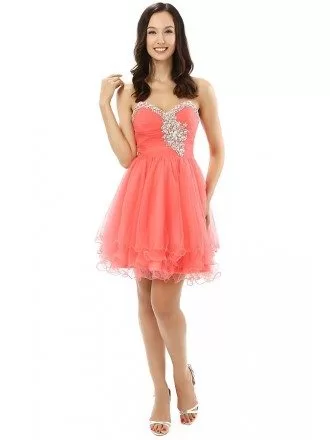 A-line Sweetheart Knee-length Prom Dress with Beading