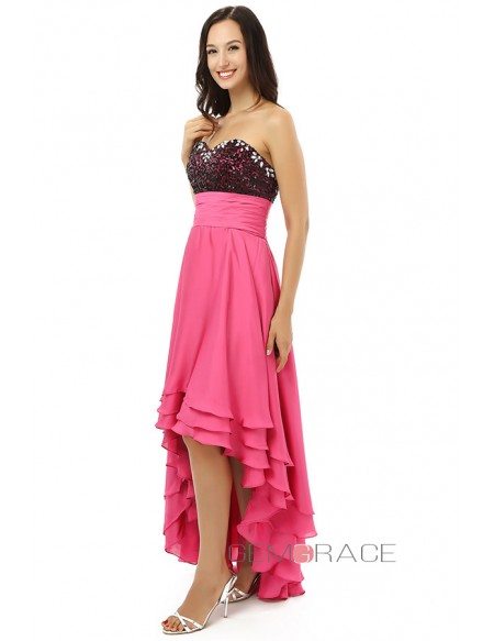 A-line Sweetheart Knee-length Asymmetrical Prom Dress