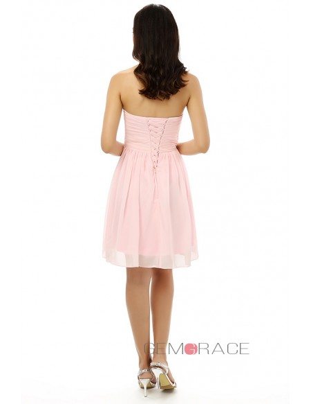 Pearl-pink A-line Sweetheart Knee-length Prom Dress