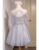 Lovely A-line Scoop Neck Short Tulle Homecoming Dress With Appliques Lace