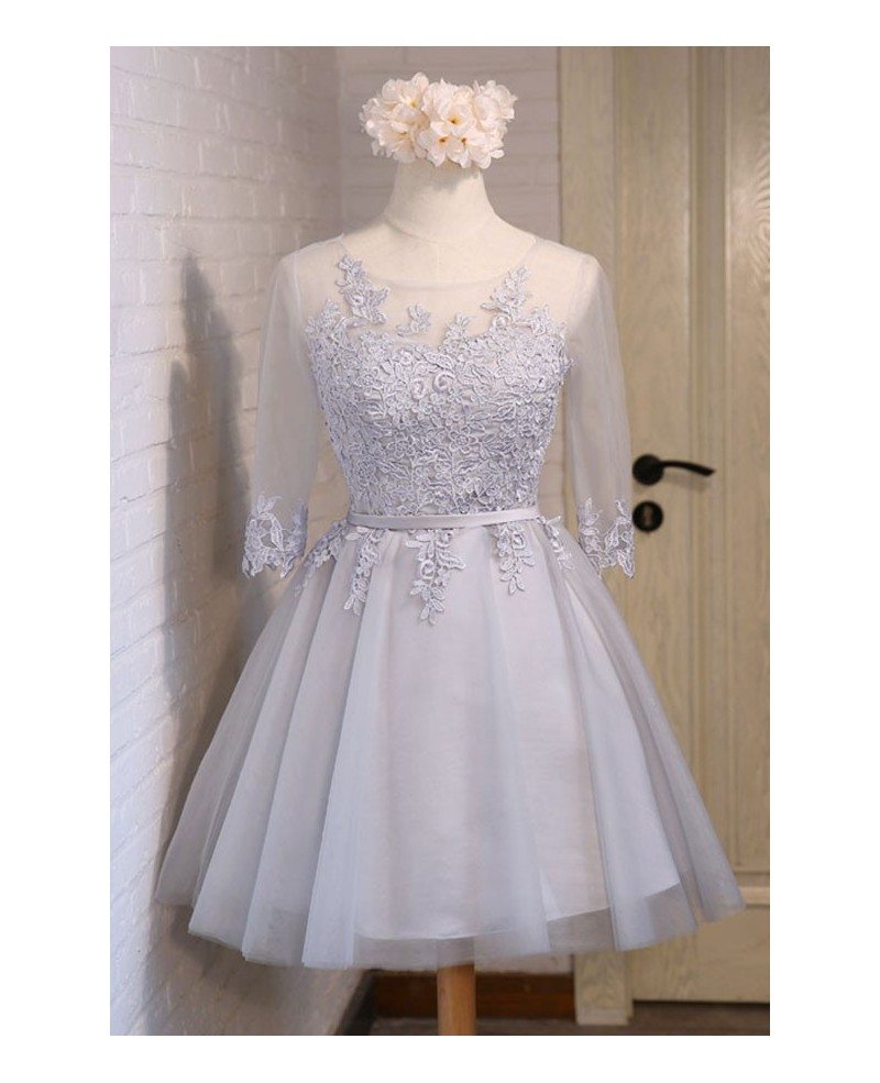 Elegant Short Tulle Homecoming Dresses Lace A Line Style With Appliques ...