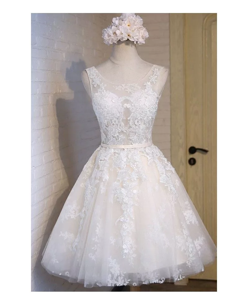 Dreamy Ball-gown Scoop Neck Short Tulle Homecoming Dress With Appliques ...