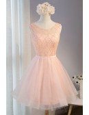 Princess Ball-gown Scoop Neck Short Tulle Homecoming Dress With Beading