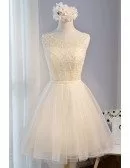 Princess Ball-gown Scoop Neck Short Tulle Homecoming Dress With Beading